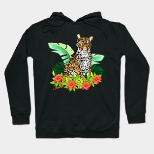 Jaguar Tropical Cat Floral South American Animal Hoodie